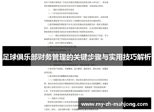足球俱乐部财务管理的关键步骤与实用技巧解析 足球俱乐部财务管理的关键步骤与实用技巧解析